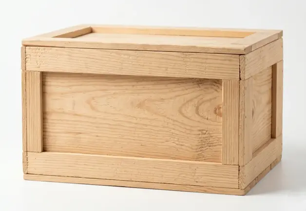 Open frame wooden crate used for industrial packing and heavy equipment transport